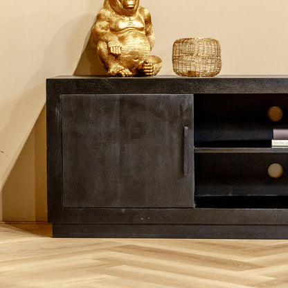 Nancy's Alcafache TV Meubel - TV Kast - Mangohout - Zwart - ± 40 x 150 x 50 cm