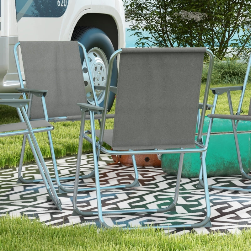 Chaises de camping Nancy's Glampy - Chaises de plage - Chaises de jardin - Chaises pliables - Ensemble de 4 - Gris