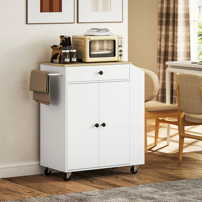 Nancy's Rendufe Trolley - Keukentrolley - Serveerwagen - Wit / Eik - ± 80 x 40 x 85 cm