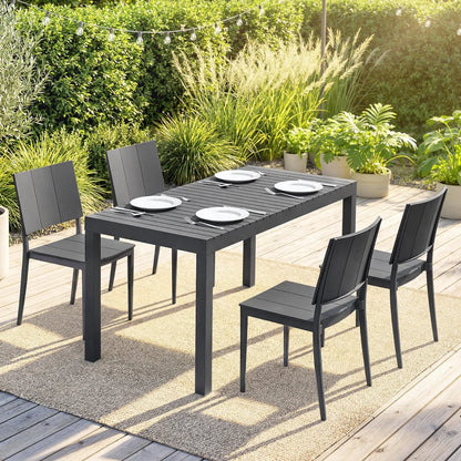 Nancy's Sarre Tuinset - 5-Delige Tuinmeubelset - Tuintafel Set - Grijs - Staal / Kunststof