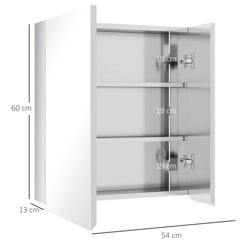 Nancy's Varzielas Spiegelkast - Badkamerkast - Badkamerspiegel - Zilver - ± 55 x 15 x 60 cm