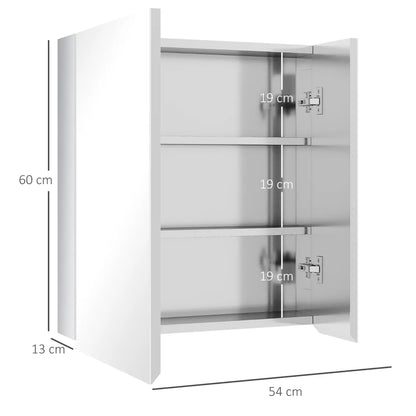 Nancy's Varzielas Spiegelkast - Badkamerkast - Badkamerspiegel - Zilver - ± 55 x 15 x 60 cm