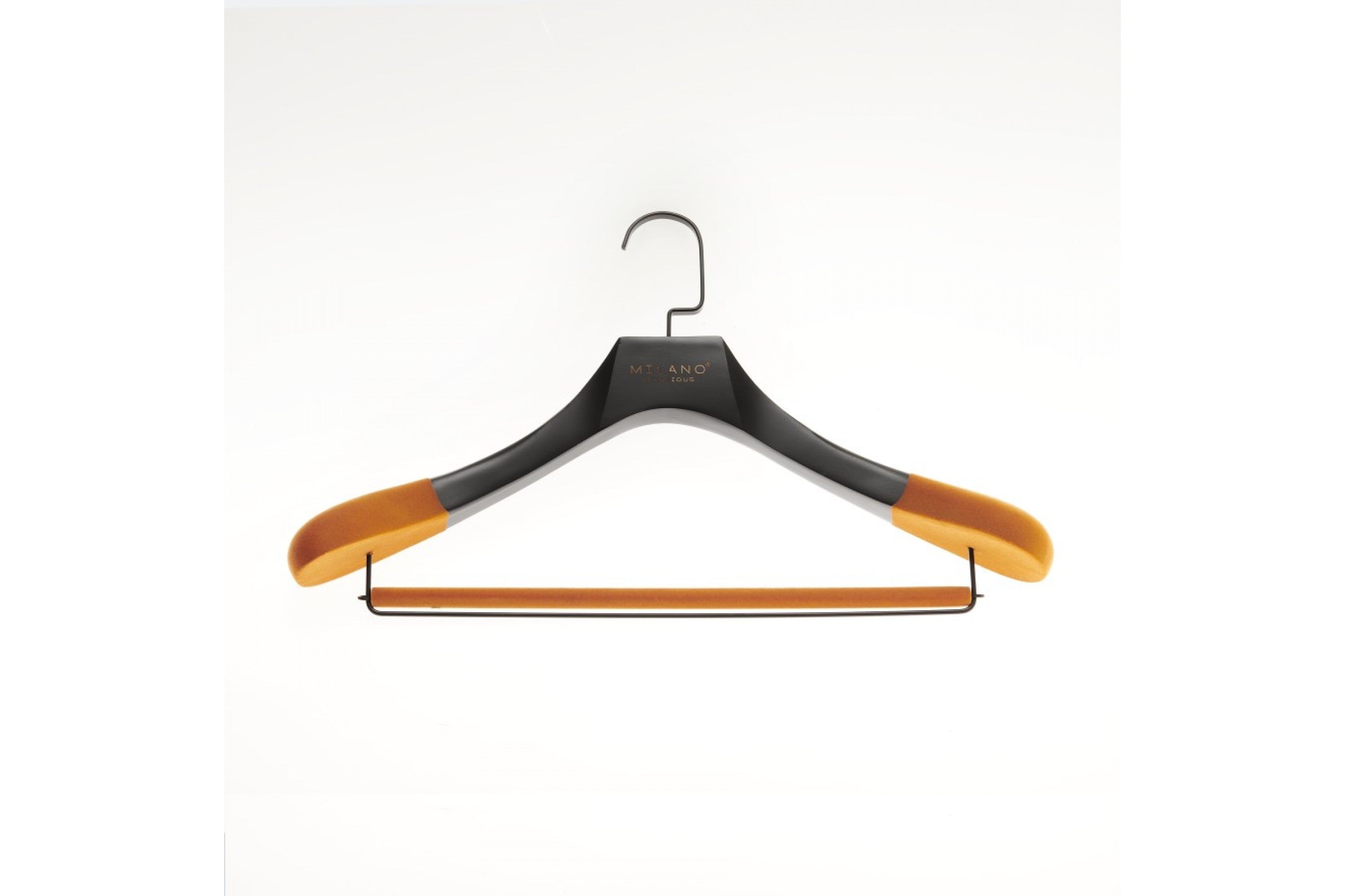 Milano Luxurious Chic orange velvet clothes hanger with trouser bar and black hook