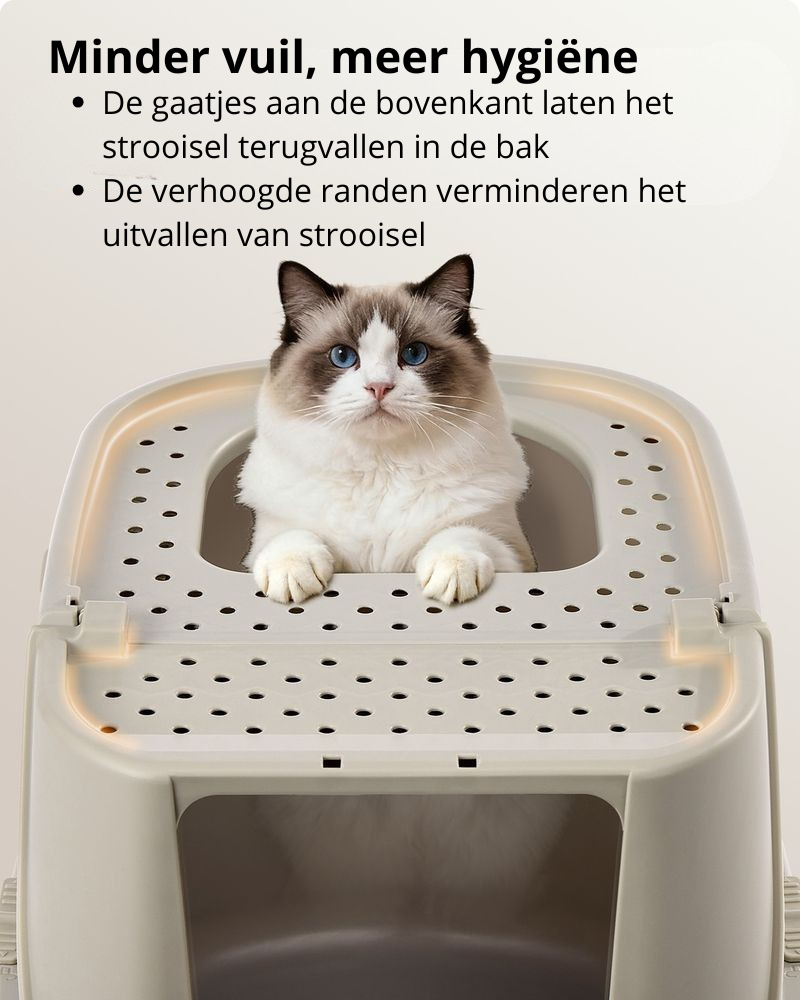 Nancy's Piancogno Kattenbak - Katten WC - Katten Toilet - Havermoutkleurig / Warmgrijs - ± 55 x 45 x 40 cm