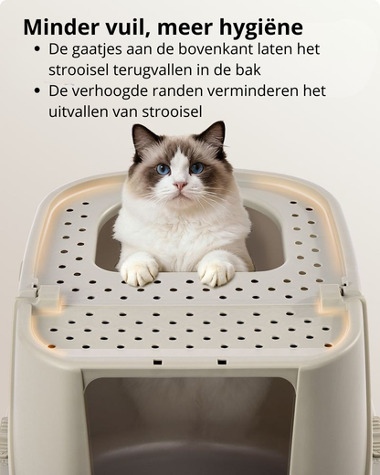 Nancy's Piancogno Kattenbak - Katten WC - Katten Toilet - Havermoutkleurig / Warmgrijs - ± 55 x 45 x 40 cm