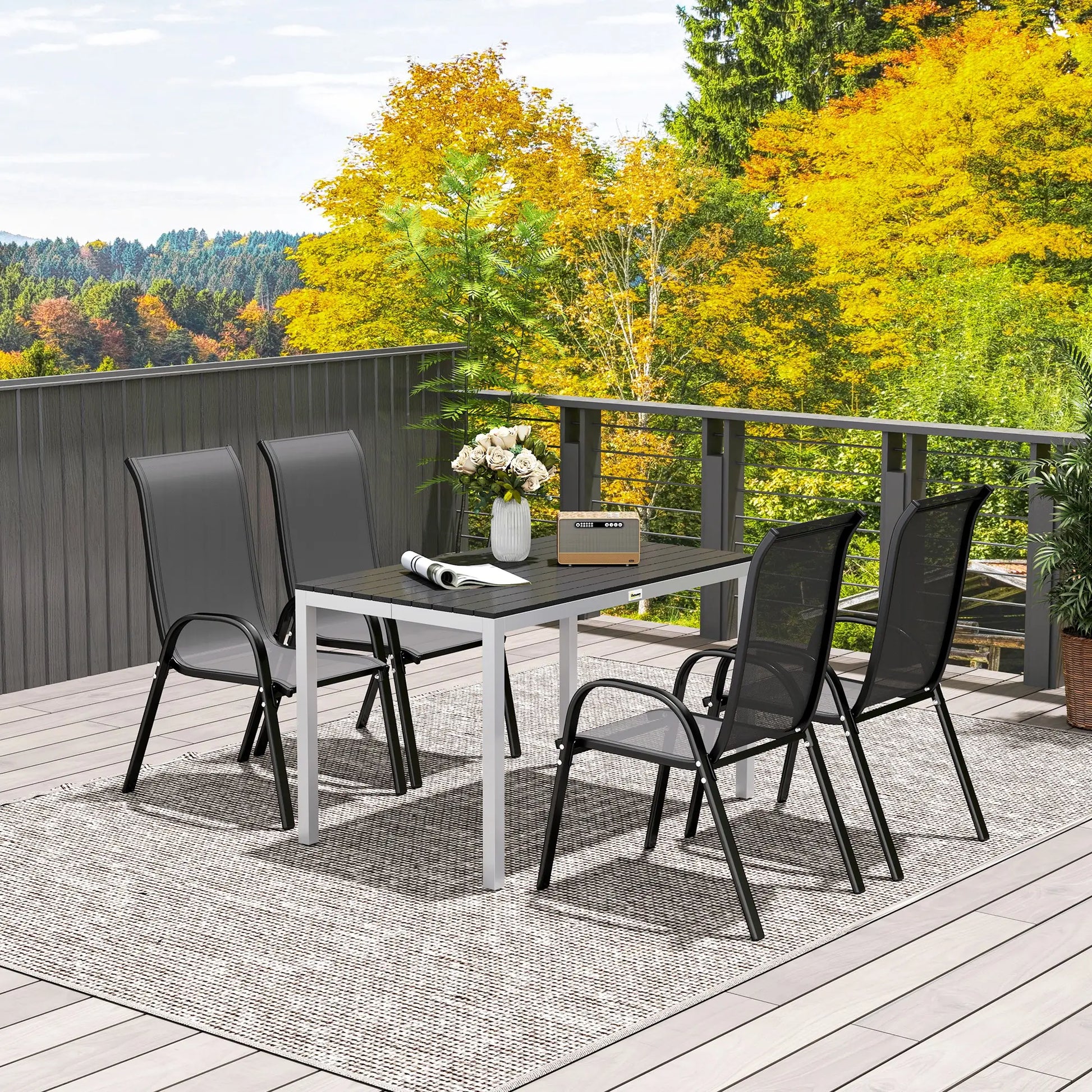 Nancy's Gamberale Tuintafel - Terrastafel - Eettafel voor buiten - Zwart / Zilver - ± 120 x 70 x 70 cm