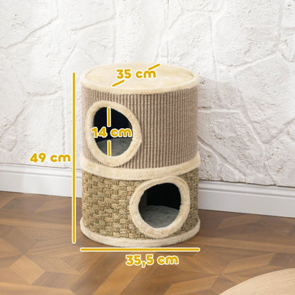 Nancy's Nuraminis Krabpaal - Kattenpaal - Krabmat - Pluche / Sisal - ± 35 x 35 x 50 cm