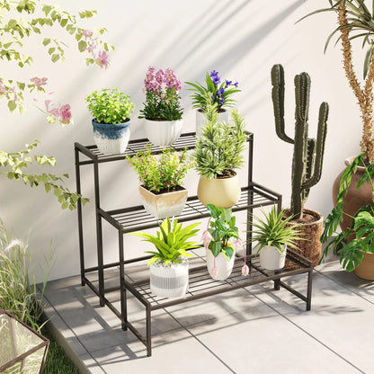 Nancy's Maxial Plantenrek - Bloemenstandaard - Plantenstandaard - Zwart - Staal - ± 75 x 70 x 65 cm