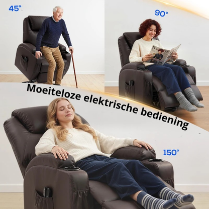 Nancy's Pomezia Sta op Stoel - Seniorenstoel - Relaxfauteuil - Opsta stoel - Donkerbruin - Kunstleer