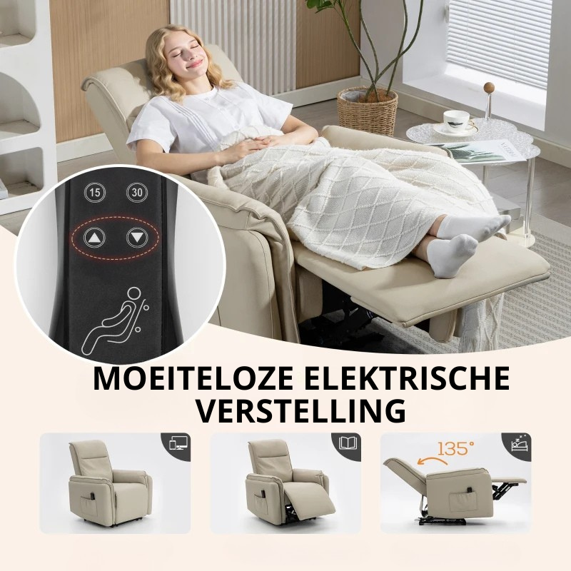 Nancy's Oyace Massagestoel - Relaxfauteuil - 3D Kneedmassage - Elektrisch verstelbaar - Beige - Kunstleer