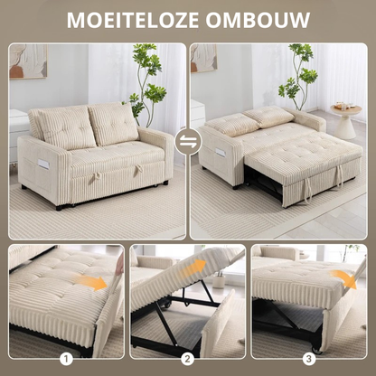 Nancy's Ostuni 2-Zitsbank - Zitbank - Slaapbank - Crèmewit - Corduroy