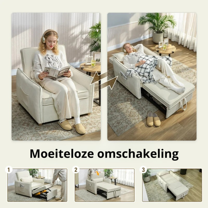 Nancy's Pisciotta Slaapbank - Slaapstoel - Logeerbed - Crèmewit - Chenille