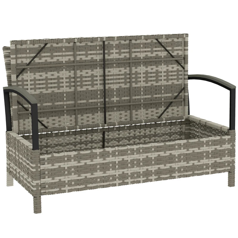 Nancy's Saludecio Tuinbank - Bank voor buiten - Opbergbank - Grijs - Rotan - ± 125 x 70 x 80 cm