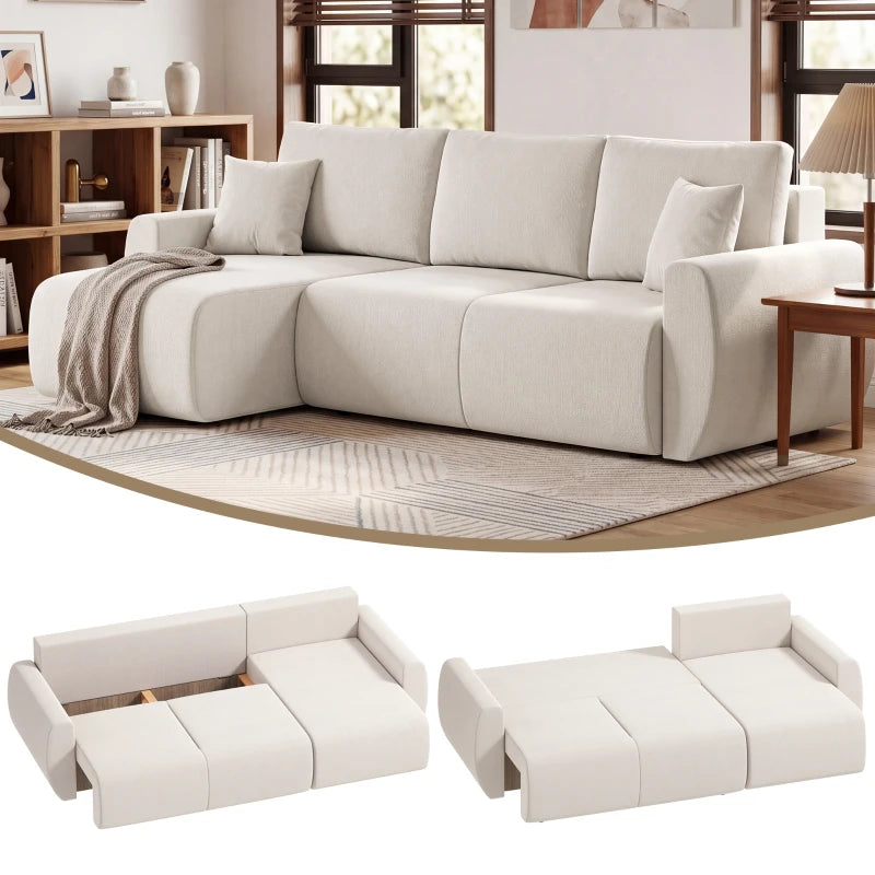 Nancy's Staletti Slaapbank - Logeerbed - Ligbank - Opbergruimte - Crèmewit - Velours