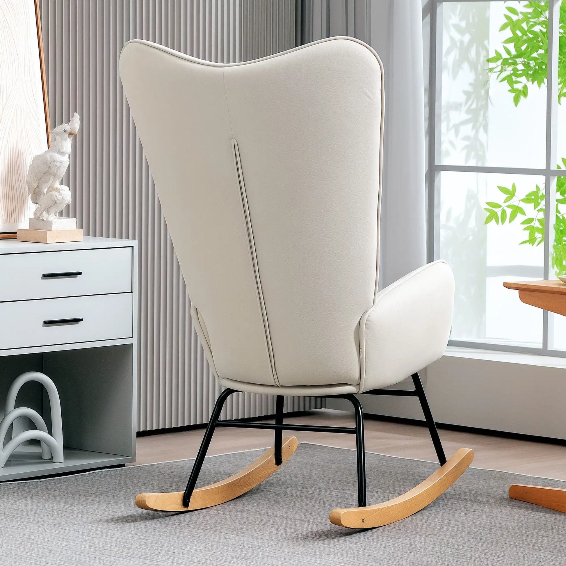 Nancy's Vermoil Schommelstoel - Relaxstoel - Loungestoel - Roomwit - Fluweel