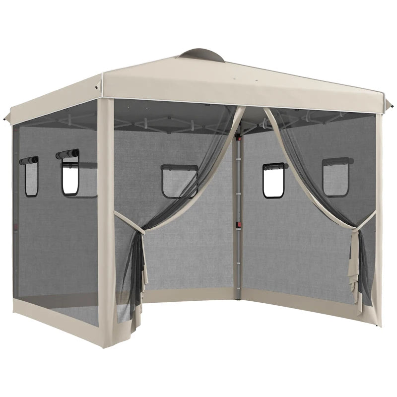 Nancy's Amares Paviljoen - Partytent - Tuin Paviljoen - Beige / Zwart - ± 300 x 300 x 290 cm