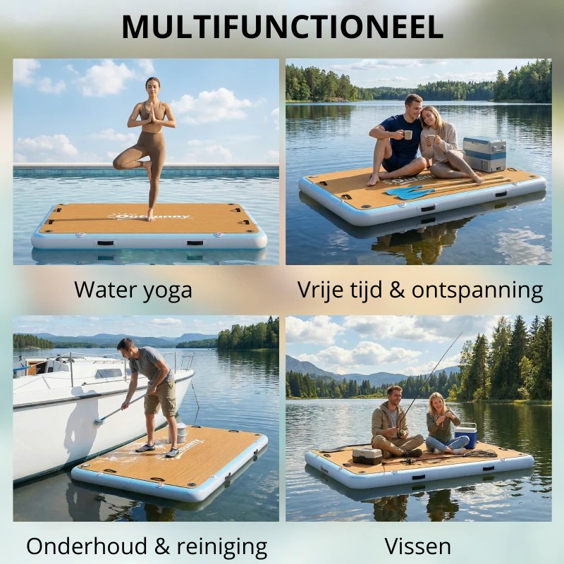 Nancy's Puos Opblaasbaar dok - Drijvend dok - Opblaasbaar drijvend platform - Antislip - ± 245 x 185 x 15 cm