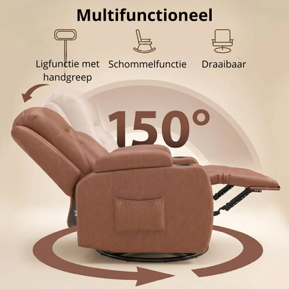 Nancy's Tavarnuzze Massagestoel - Relaxfauteuil - Massagefauteuil - Verwarmde massage & ontspanning - Lichtbruin - Kunstleer