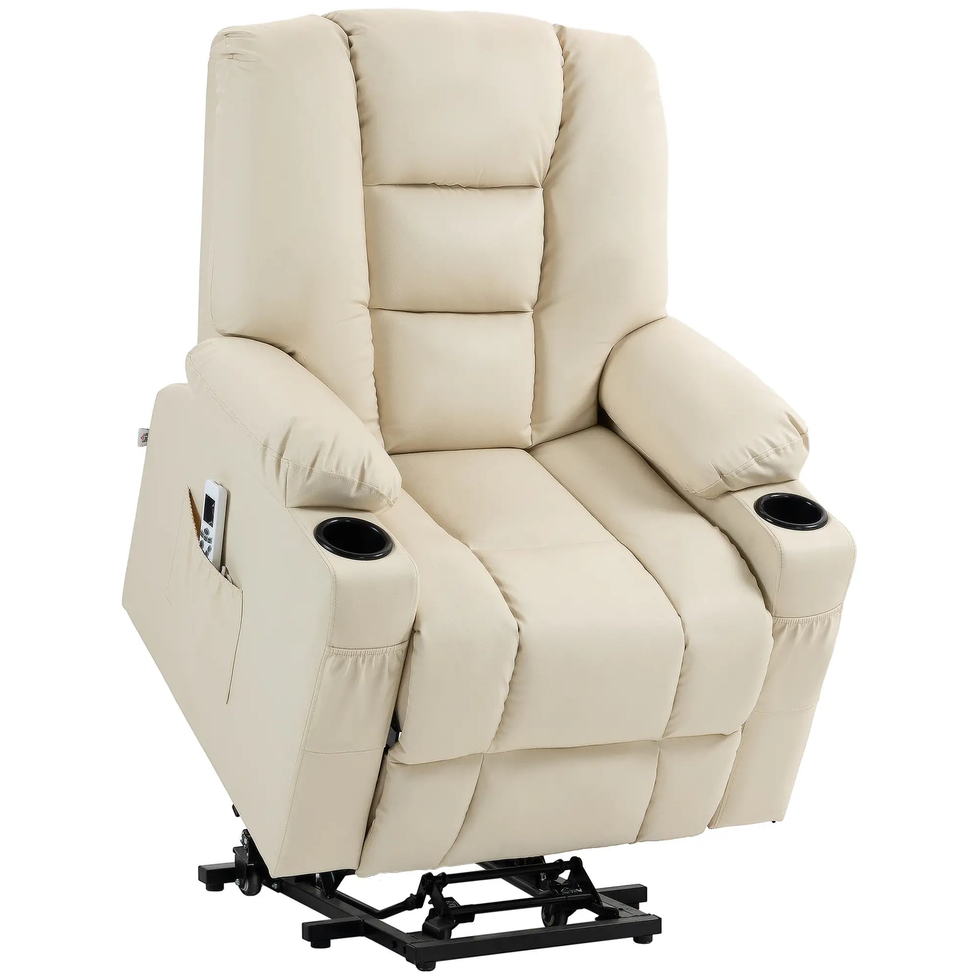 Nancy's Ligares Sta op stoel - Opsta stoel - Seniorenstoel - Massagestoel - Relaxfauteuil - Roomwit - Kunstleer