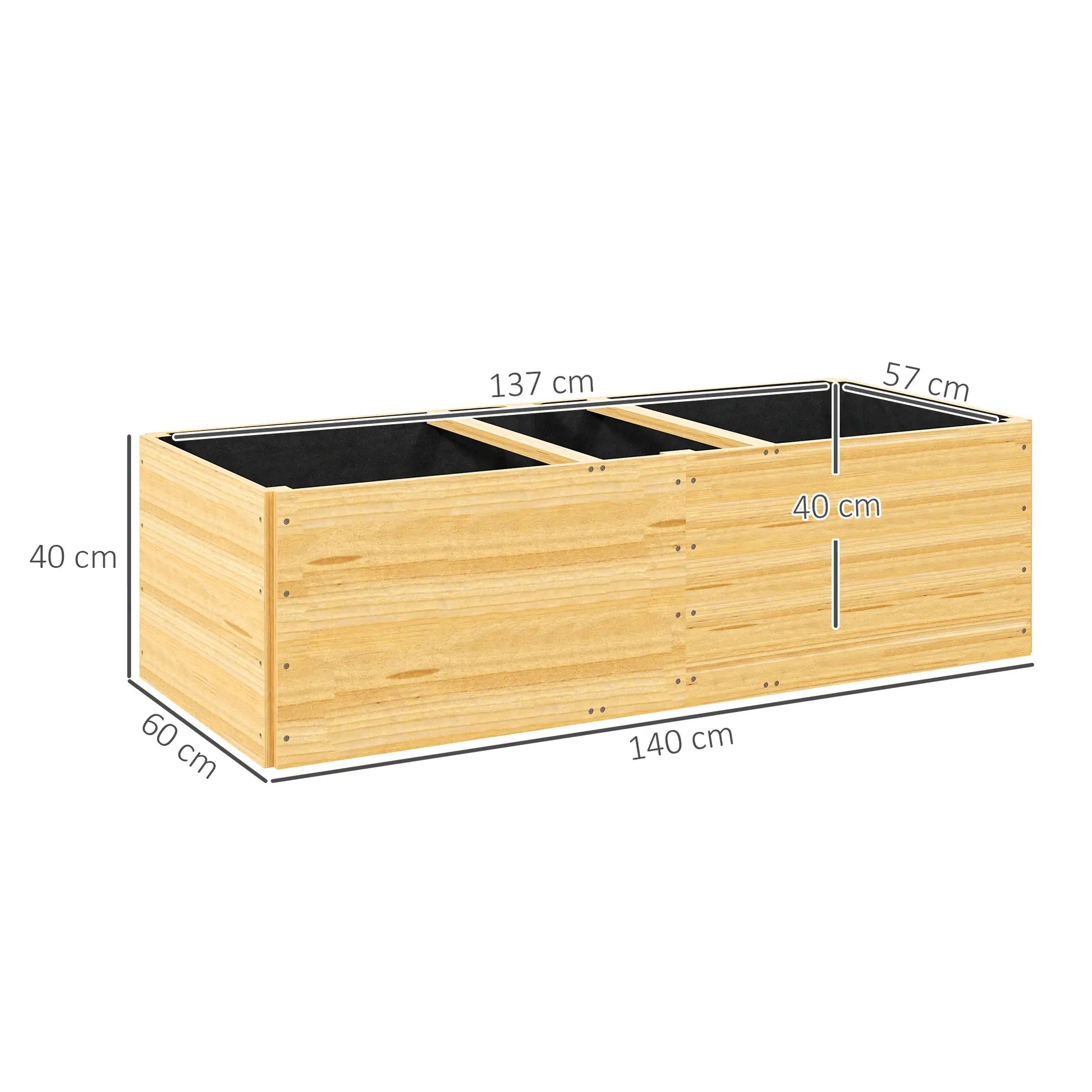 Nancy's Tábua Plantenbak - Bloembak - Verhoogd Tuinbed - Dennenhout - 140 x 60 x 40 cm