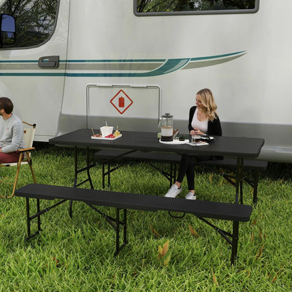 Nancy's Fauglia Picknicktafel - Campingtafel - Inklapbaar - Zwart / Bruin
