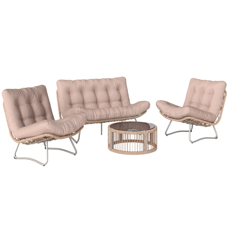 Nancy's Silvi Loungeset - Tuinset - Lounge Set - Tuinmeubelset - Bruin - Rotan