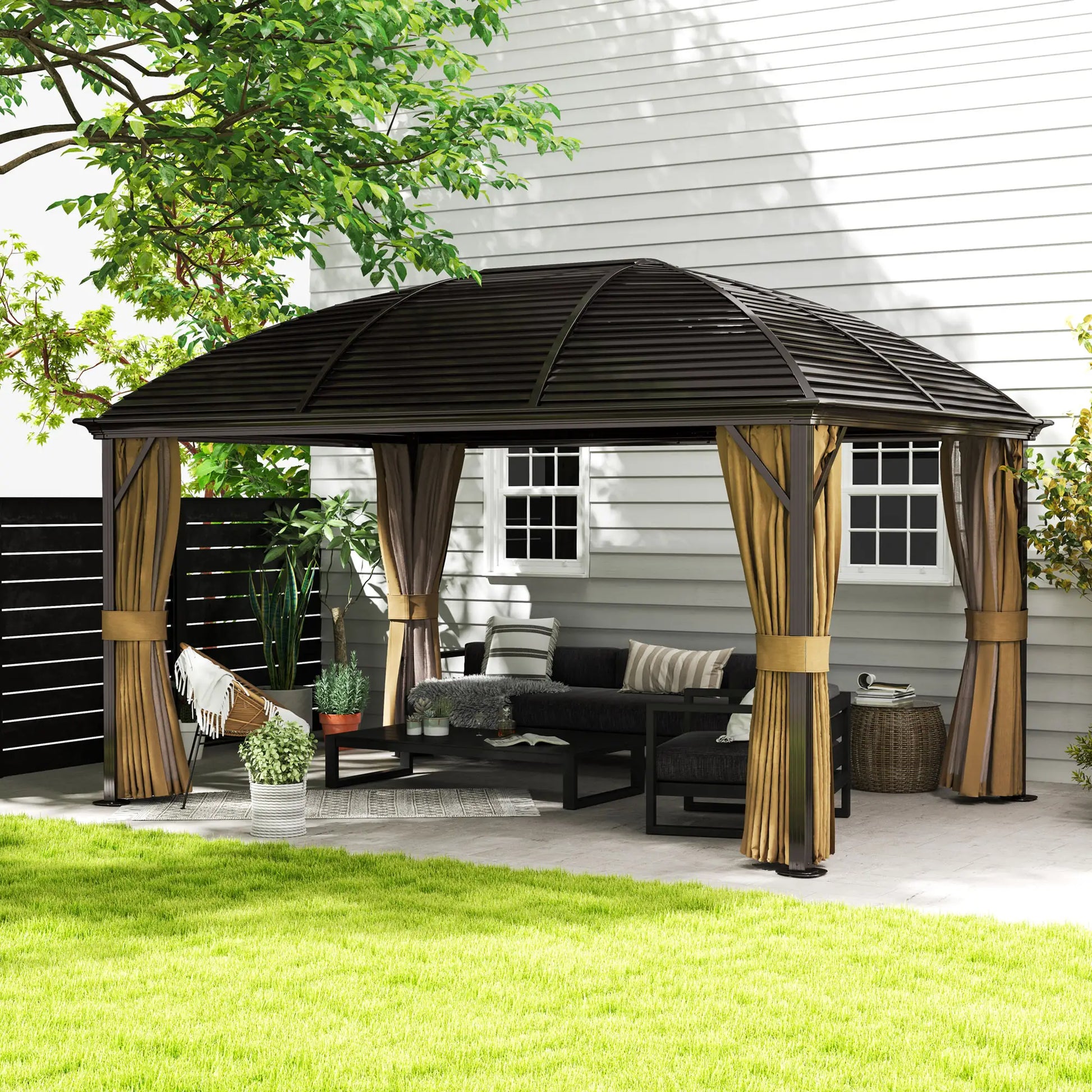 Nancy's Calatafimi Paviljoen - Tuinpaviljoen - Pergola - Terrasoverkapping - Bruin - ± 400 x 300 x 280 cm