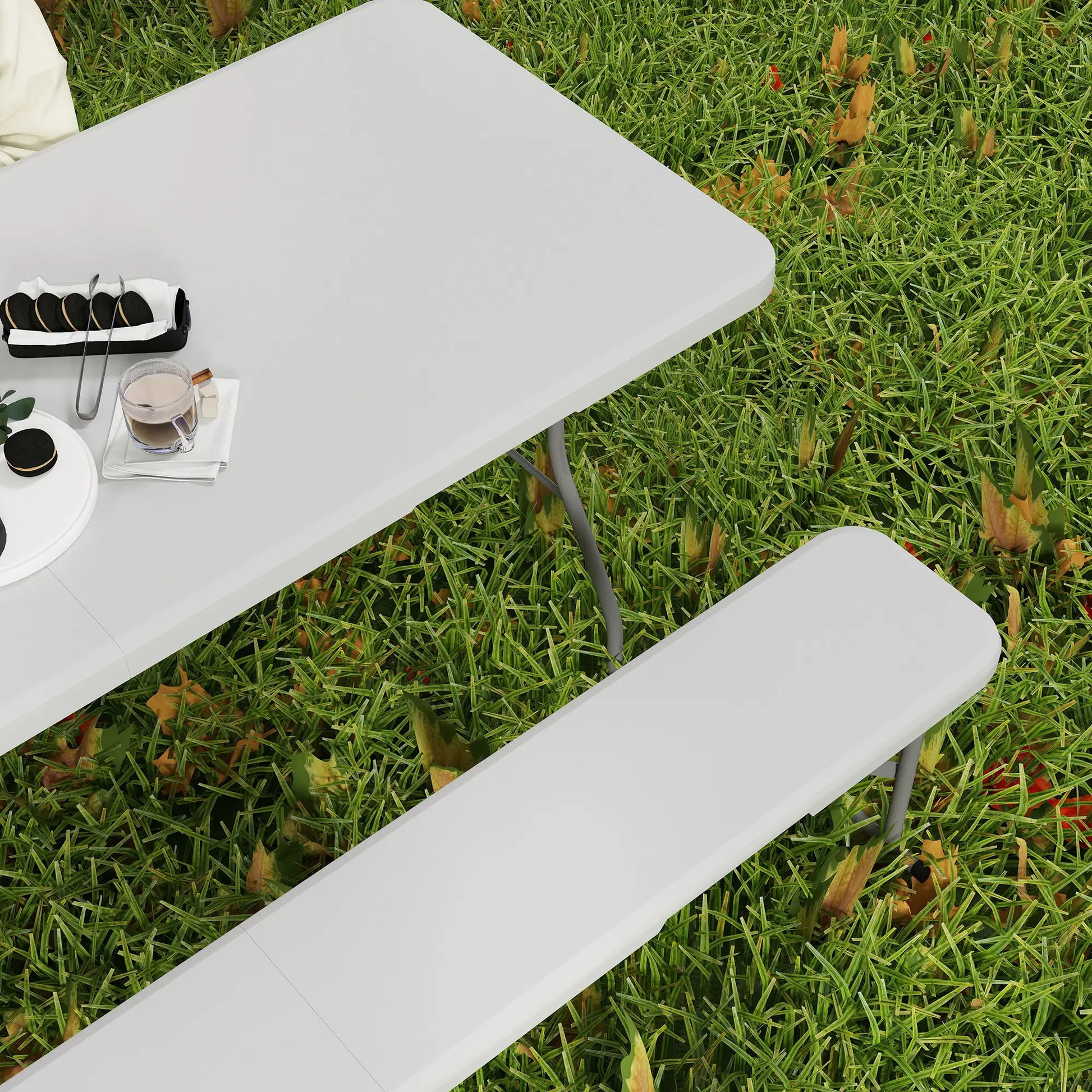 Nancy's Corsico Picknicktafel - Picknickbank - Campintafel - Campingbank - 3-Delige Set - Opvouwbaar - Wit