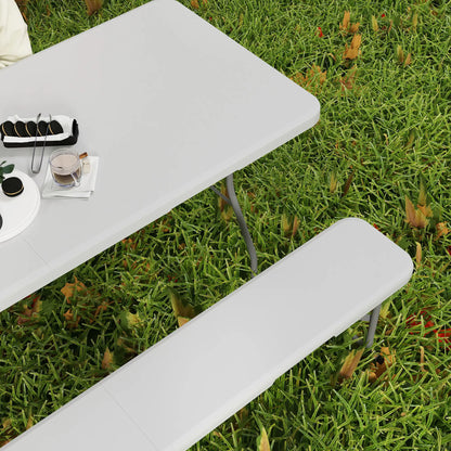 Nancy's Corsico Picknicktafel - Picknickbank - Campintafel - Campingbank - 3-Delige Set - Opvouwbaar - Wit