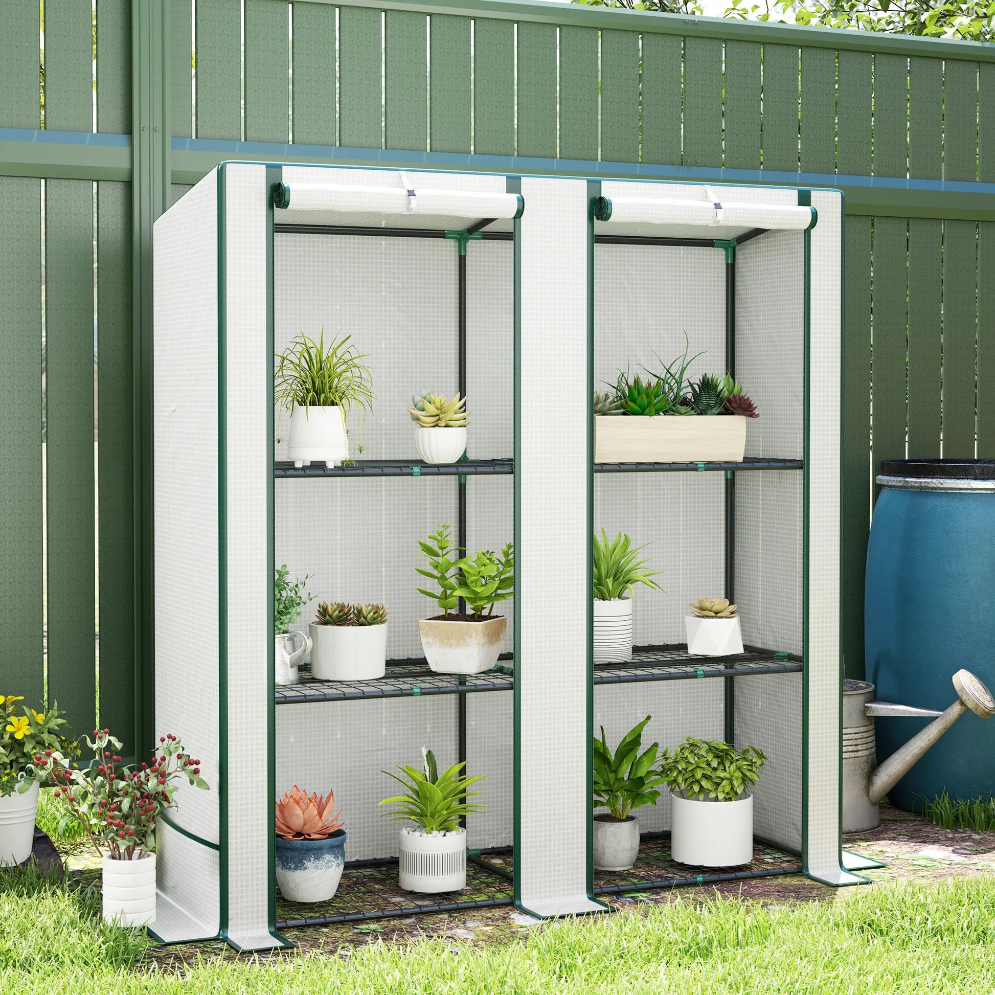 Nancy's Sarzeda Kweekkas - Tuinkas - Plantenkas - Plantenrek - Wit - ± 145 x 50 x 152/142 cm