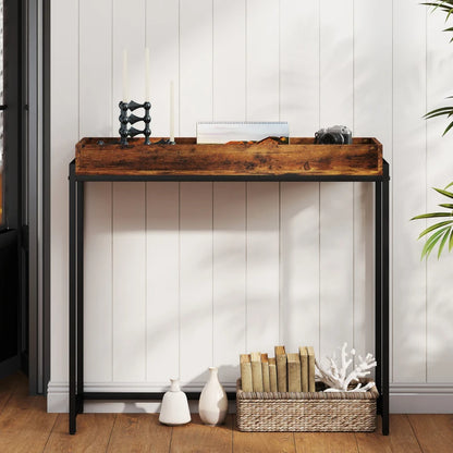 Nancy's Patti Sidetable - Consoletafel - Bijzettafel - Bruin / Zwart - ± 100 x 30 x 90 cm