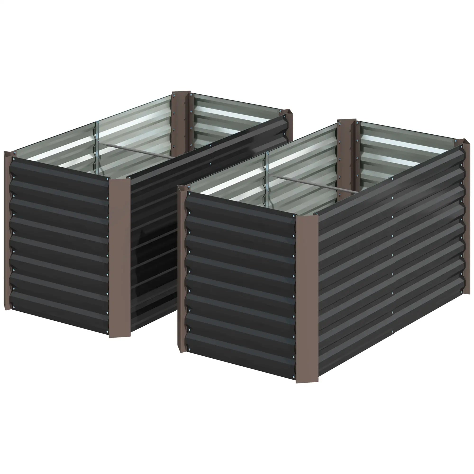 Nancy's Adorigo Plantenbak Set van 2 - Bloembak - Verhoogd Tuinbed - Donkergrijs - ± 120 x 60 x 60 cm