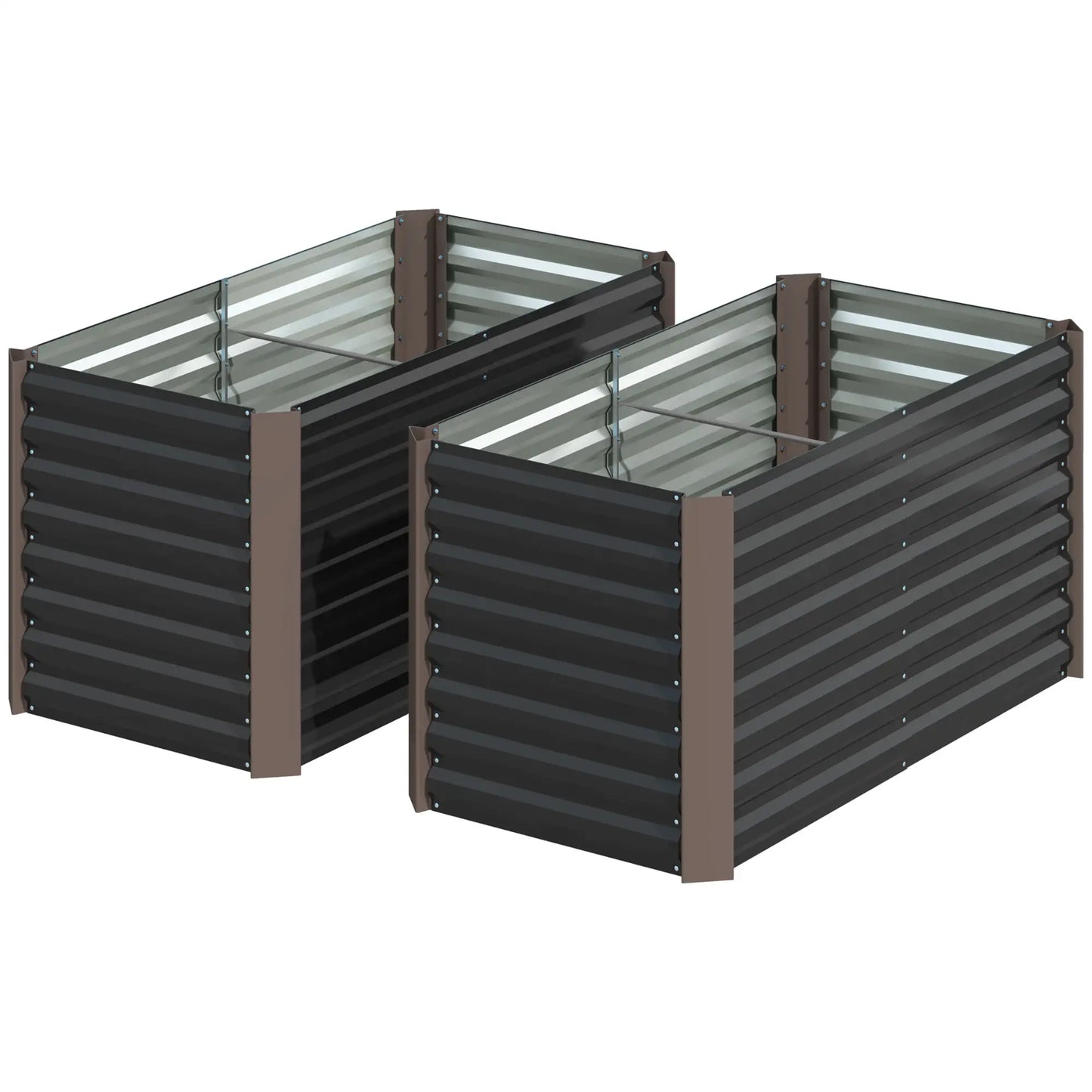 Nancy's Adorigo Plantenbak Set van 2 - Bloembak - Verhoogd Tuinbed - Donkergrijs - ± 120 x 60 x 60 cm
