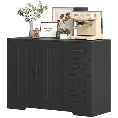 Nancy's Melilli Commode - Opbergkast - Ladekast - Zwart - ± 105 x 40 x 75 cm