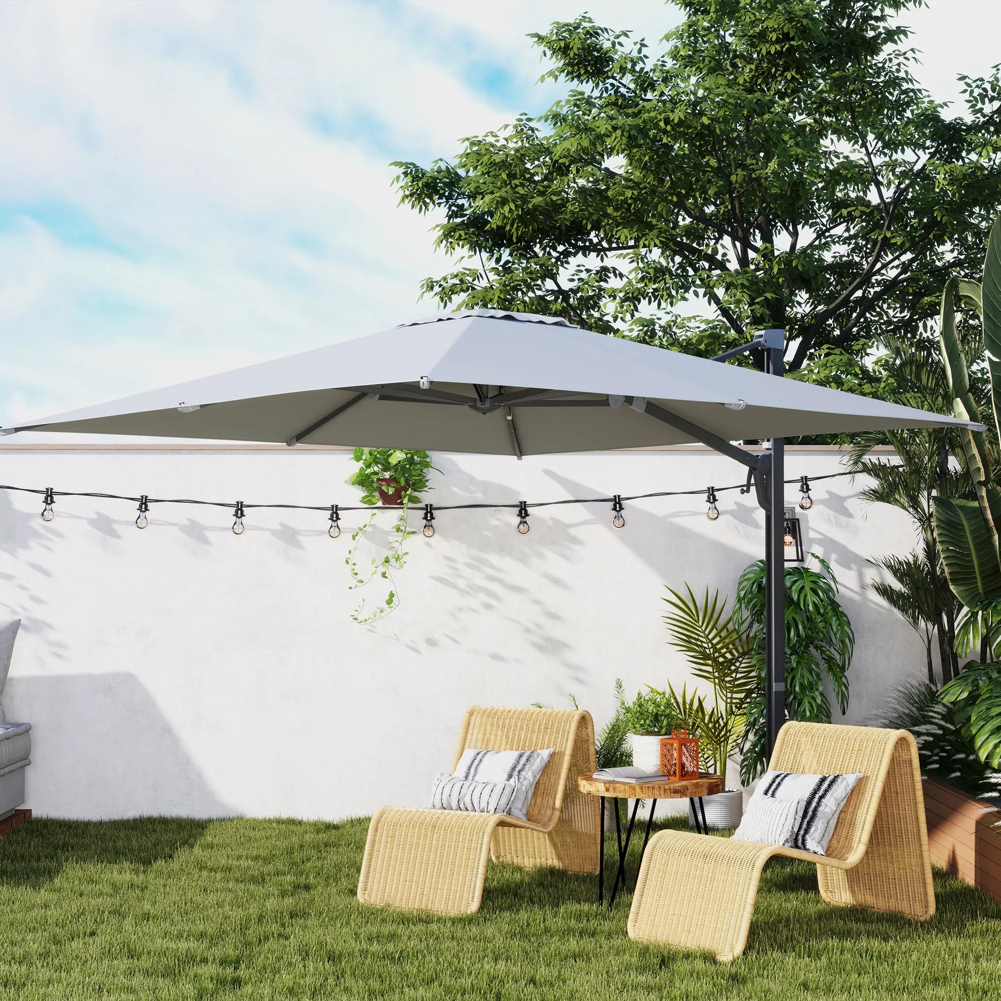 Nancy's Ciampino Parasol - Tuinparasol - Draaibaar en kantelbaar - Grijs - ± Ø 300 cm