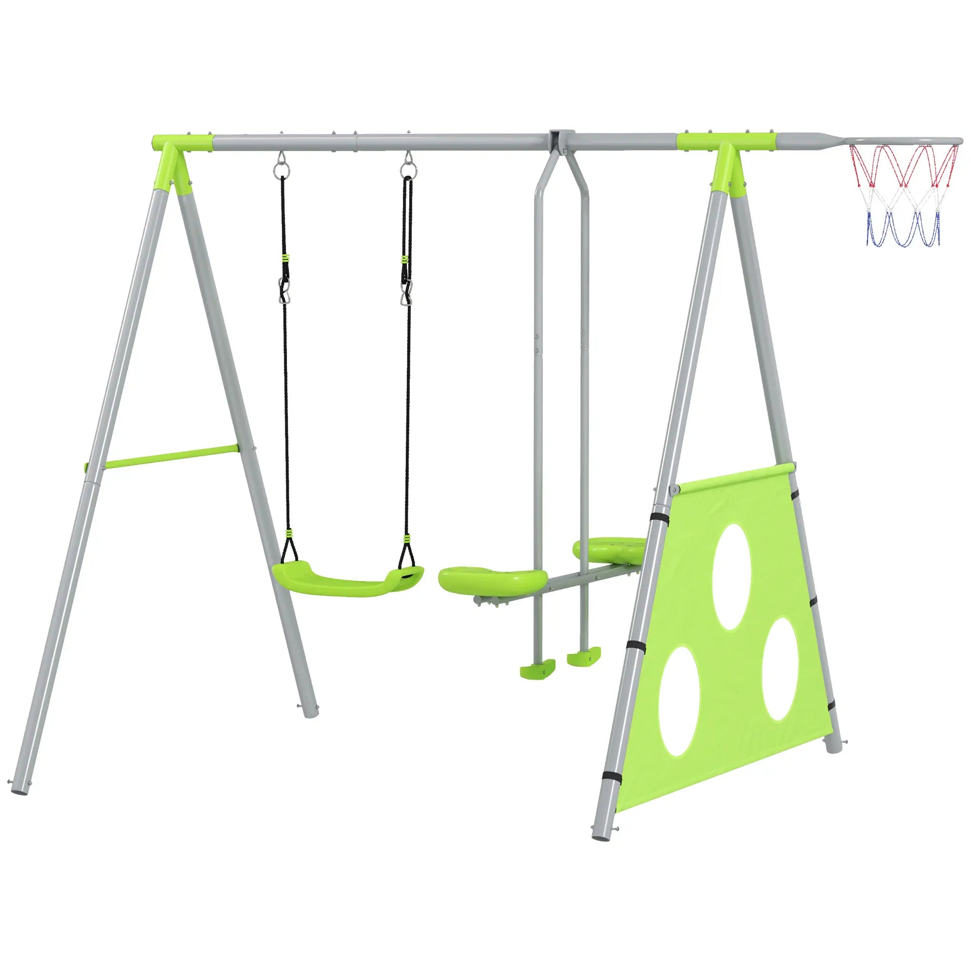 Nancy's Dragoni Speeltoestel - Kinderschommel - Schommelset - Groen / Grijs - ± 215 x 180 x 180 cm