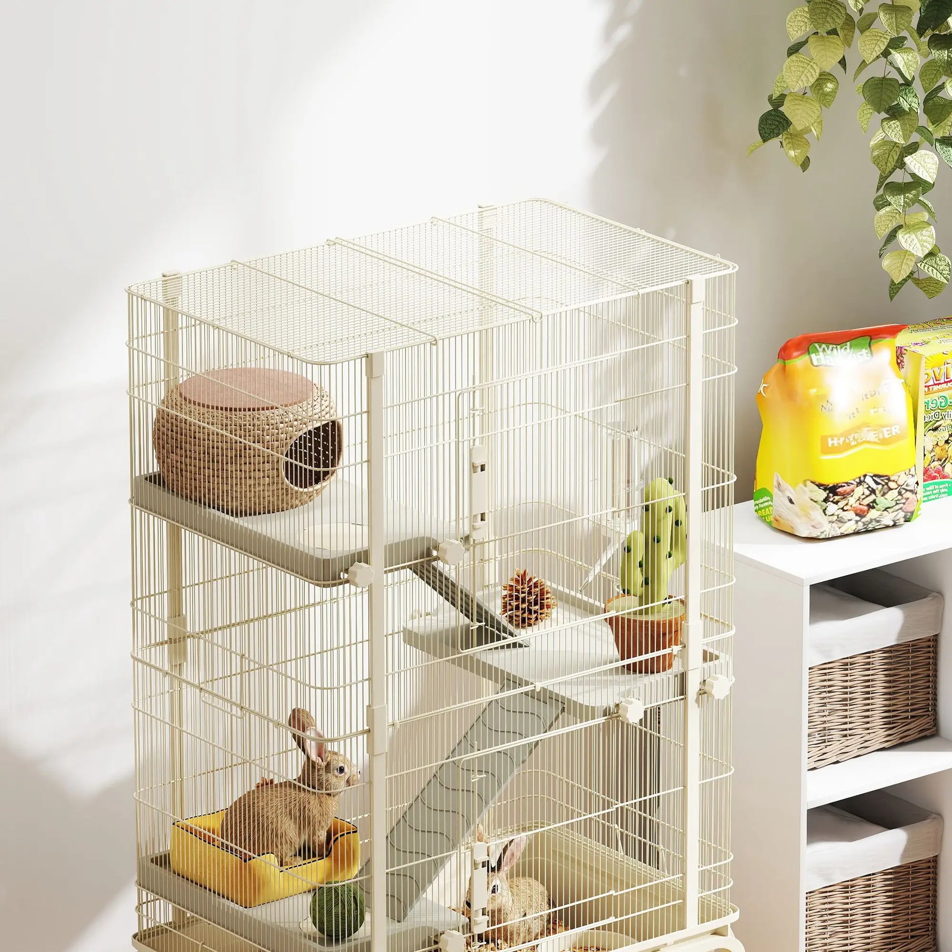 Nancy's Foza Knaagdierkooi - Hamsterkooi - Beige - ± 70 x 45 x 120 cm