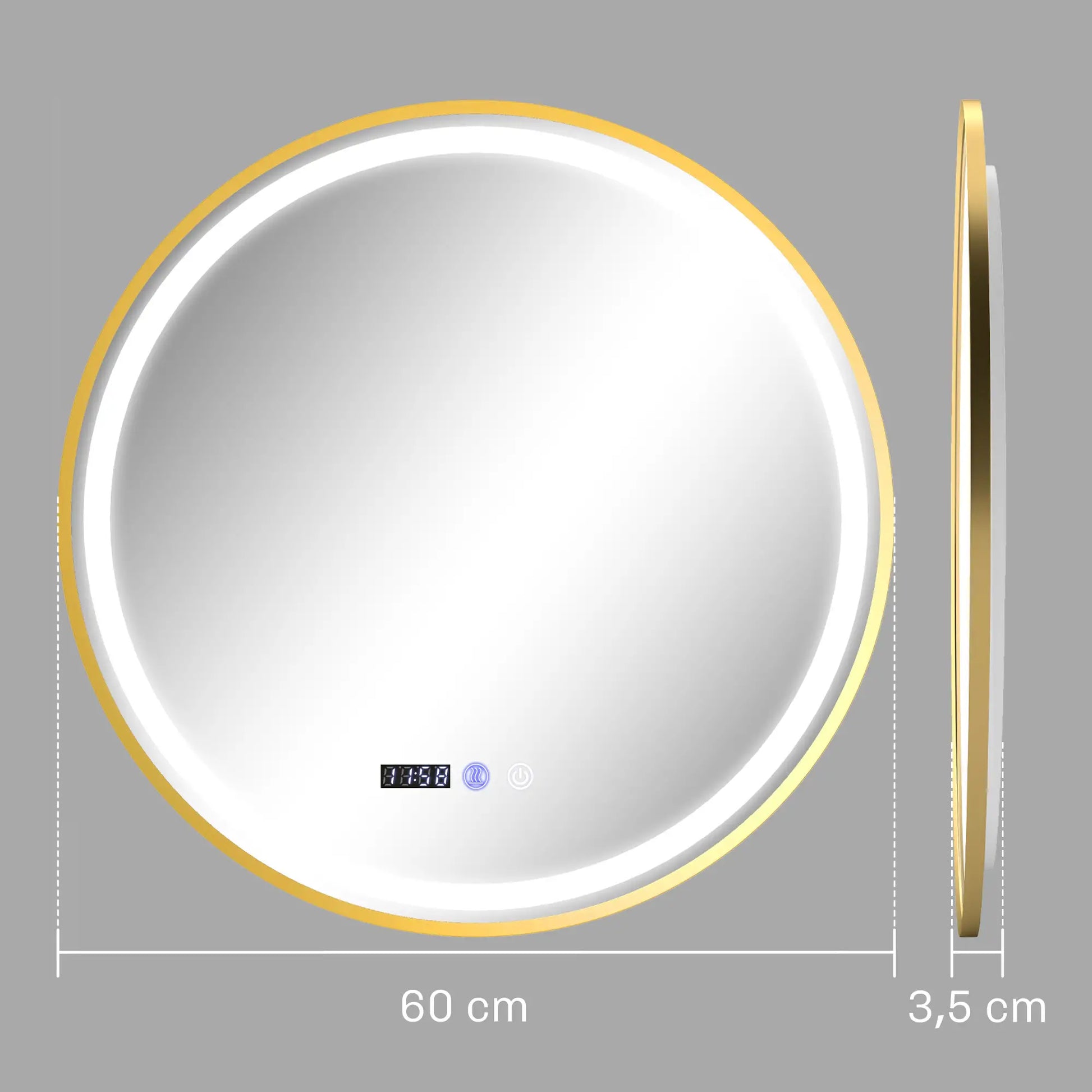 Nancy's Daone Badkamerspiegel - Spiegel met LED-Verlichting - Anticondensfunctie - Goud - Ø60 cm