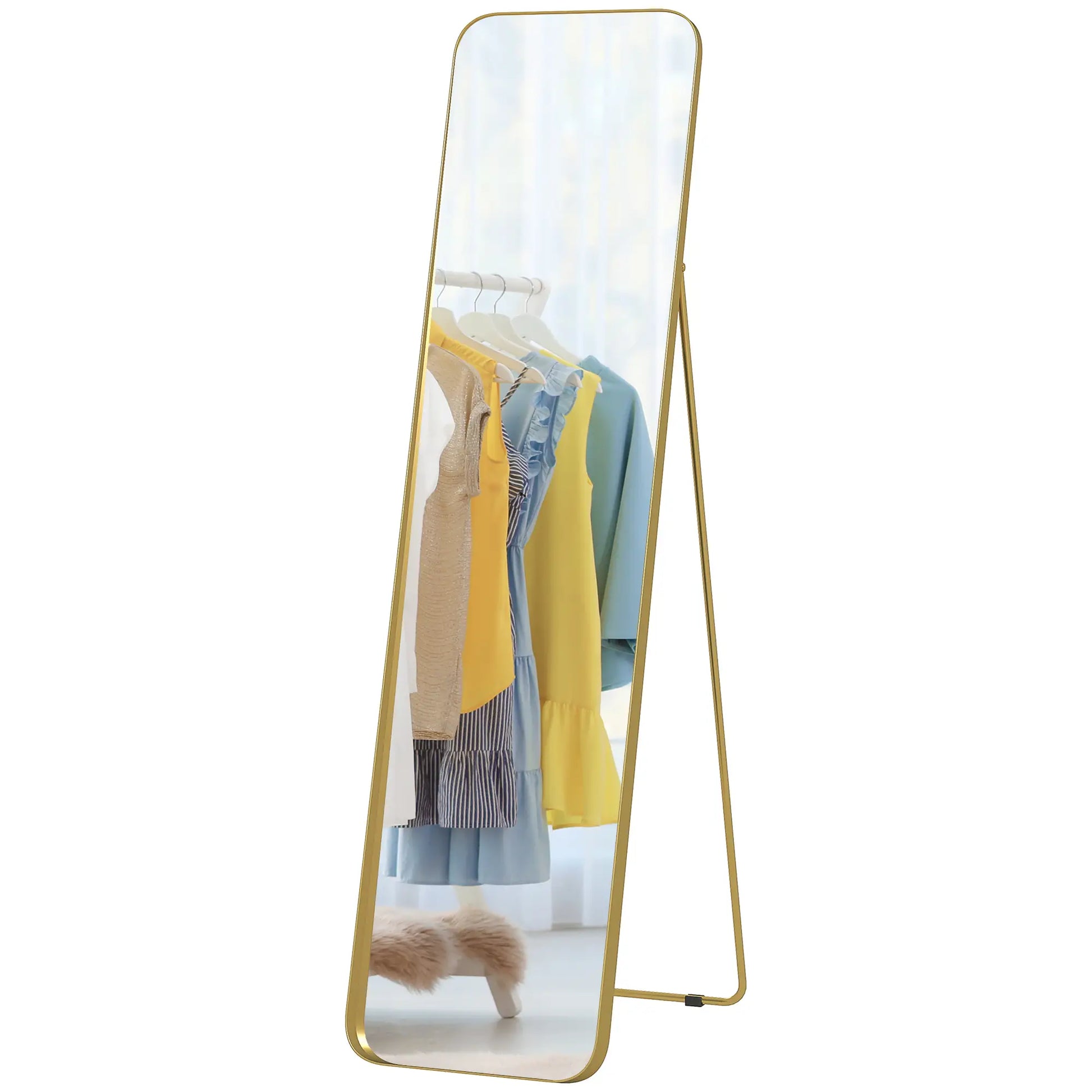 Nancy's Lisio Staande Spiegel - Kledingspiegel - Passpiegel - Goud - 40 x 160 cm