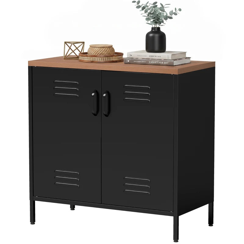Nancy's Tenna Commode - Dressoir - Opbergkast - Zwart / Bruin - Staal / Kunststof - 80 x 40 x 80 cm