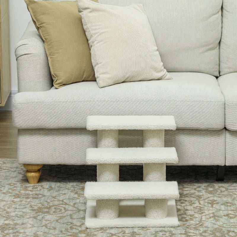 Nancy's Torno Kattentrap - Met 3 treden - Beige - Pluche - 45 x 35 x 34 cm