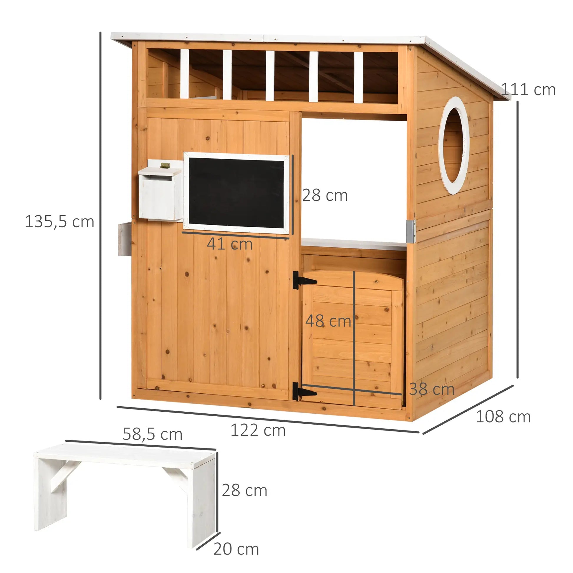 Nancy's Dolegna Speelhuisje - Kinderspeelhuis - Dennenhout - ± 120 x 110 x 135 cm