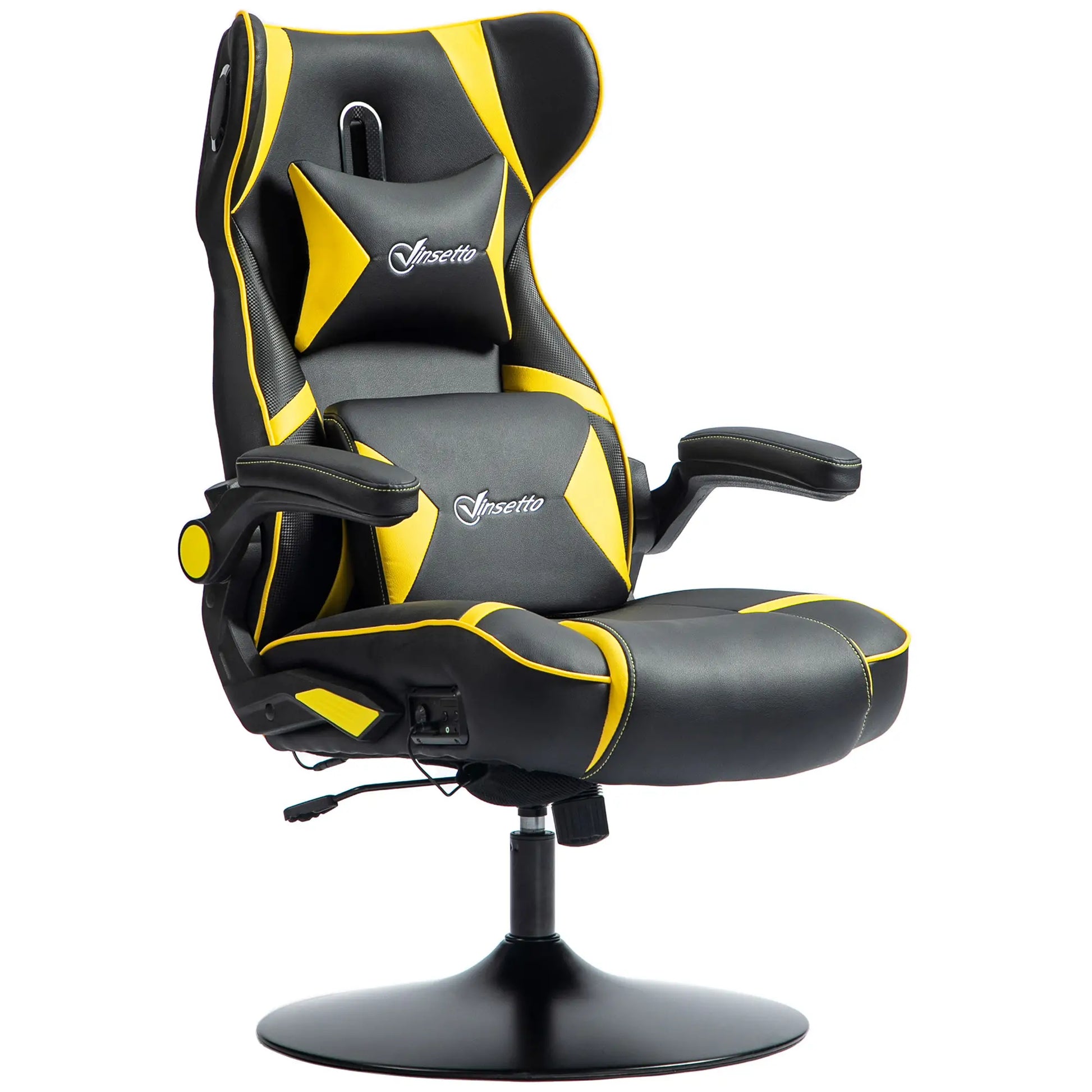 Nancy's Mangualde Gamestoel - Gaming Stoel - Bureaustoel - Bluetooth Speakers - Aanpasbaar - Zwart / Geel