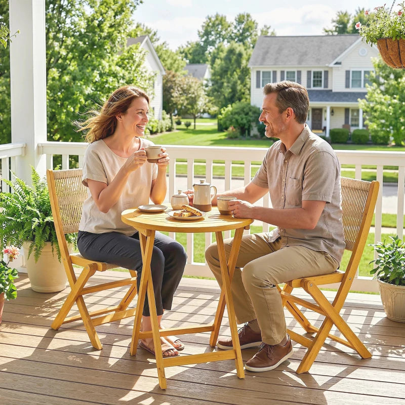 Nancy's Sarentino Bistroset - Balkonset - Tuinset - 3-Delig - Opvouwbaar - Hout / Beige - Acaciahout