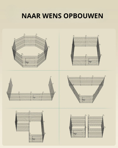 Nancy's Pracchia Dierenren - Cavia ren - Zwart - Staal - ± 140 x 140 x 60 cm