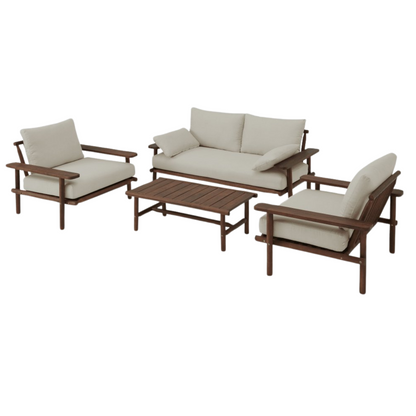 Nancy's Laruna Lounge Set - 4-delige Tuinset - Loungeset - Acacia - Wit