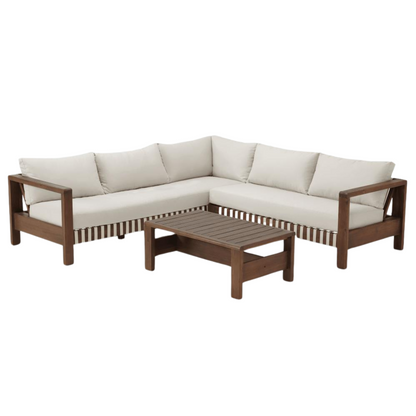 Nancy's Zambra Hoek Lounge Set - Tuinset - Loungeset - Acaciahout - Wit