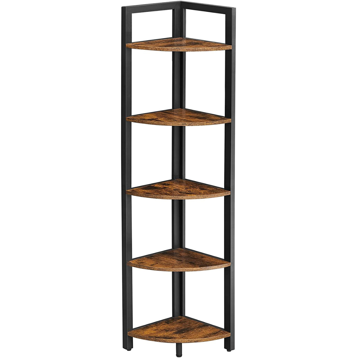 Nancy's Charette Corner Cabinet - Bookcase - Shelving unit - Metal - Engineered Wood - Brown - Black - 30 x 30 x 150 cm 