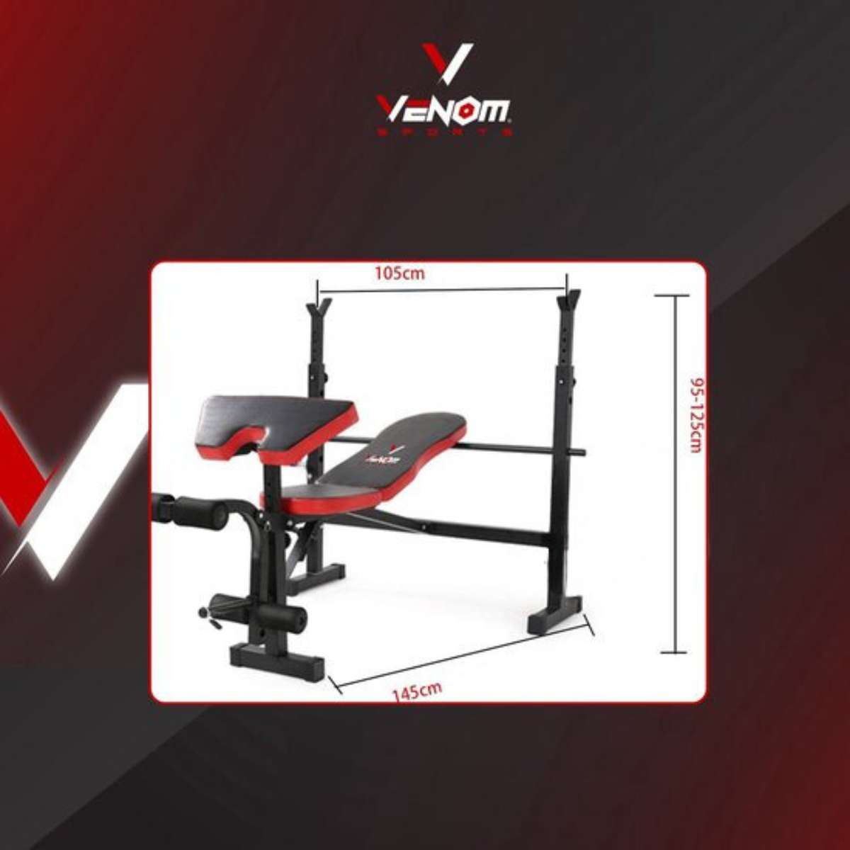 Nancy's VENOM Sports Fitness Bench - Weight Bench - Power Station - Multifunctional - Collapsible - Adjustable