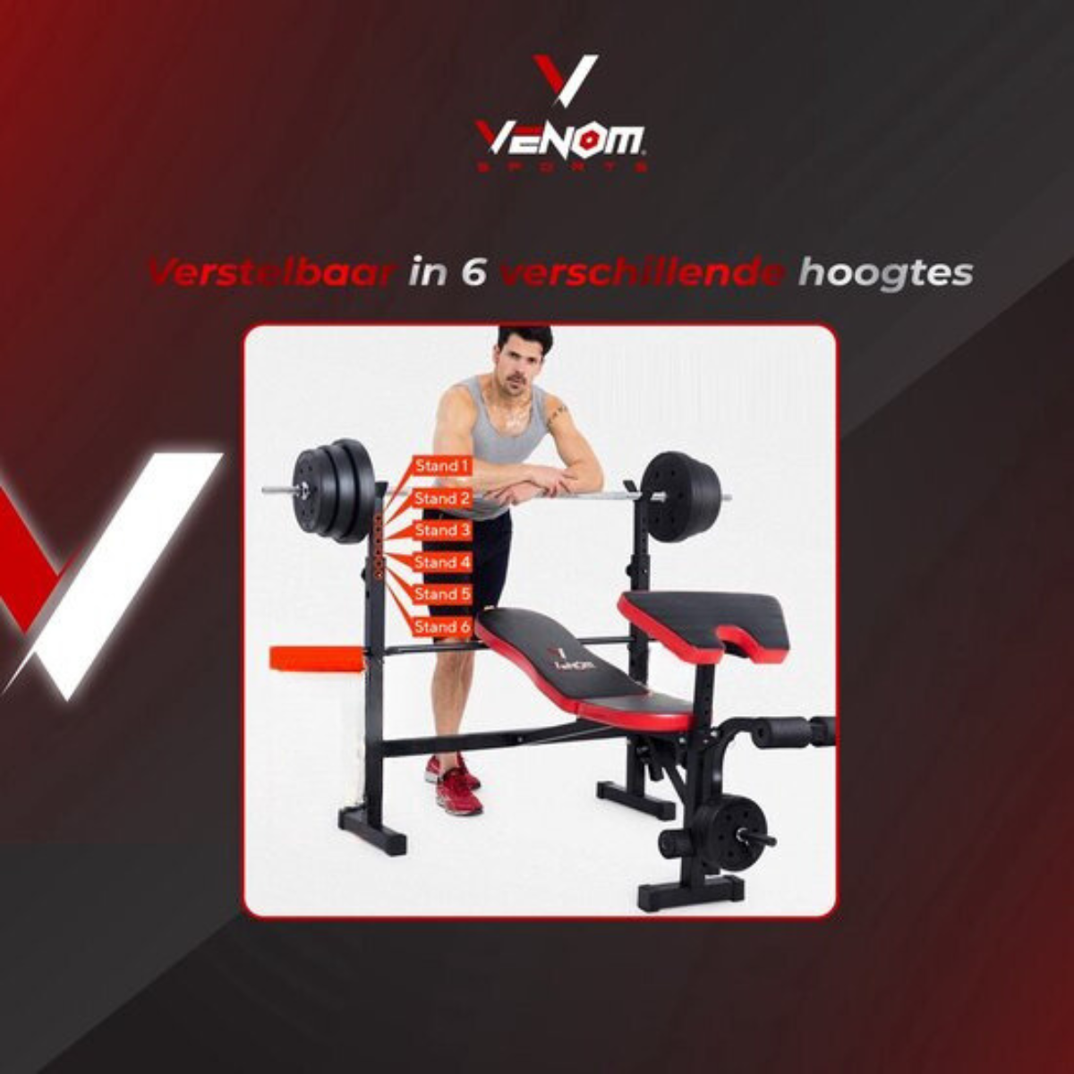 Nancy's VENOM Sports Fitness Bench - Weight Bench - Power Station - Multifunctional - Collapsible - Adjustable